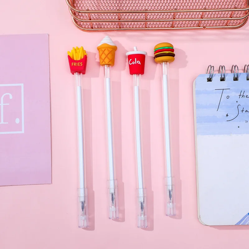

24 PCs Cola Burger Gel Ink Pen Creative Student Stationery Neutral Pen Cartoon Study Supplies School Office Stationery Wholesale