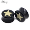 Alisouy 2pc Cross Star Skull Leopard Double Flared Ear Plug Acrylic Saddle Gauge Flesh Tunnel Piercing Body Jewelry Ear Expander ► Photo 3/6