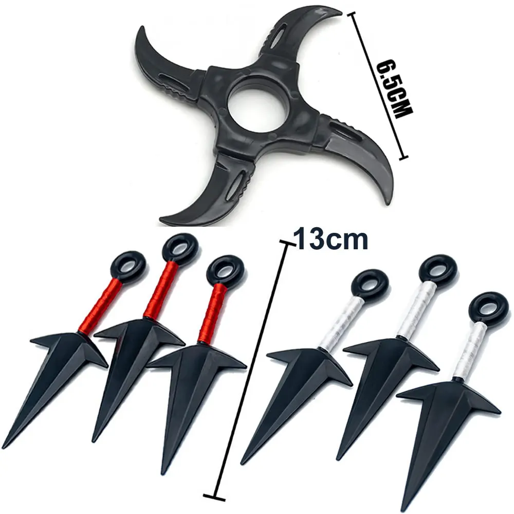 7PCS Set Anime Naruto Weapon Toy Cosplay Uchiha Itachi Accessories Kunai Shuriken Darts Plastic Figure Props Boy Kids Toys Gift venom toys Action & Toy Figures