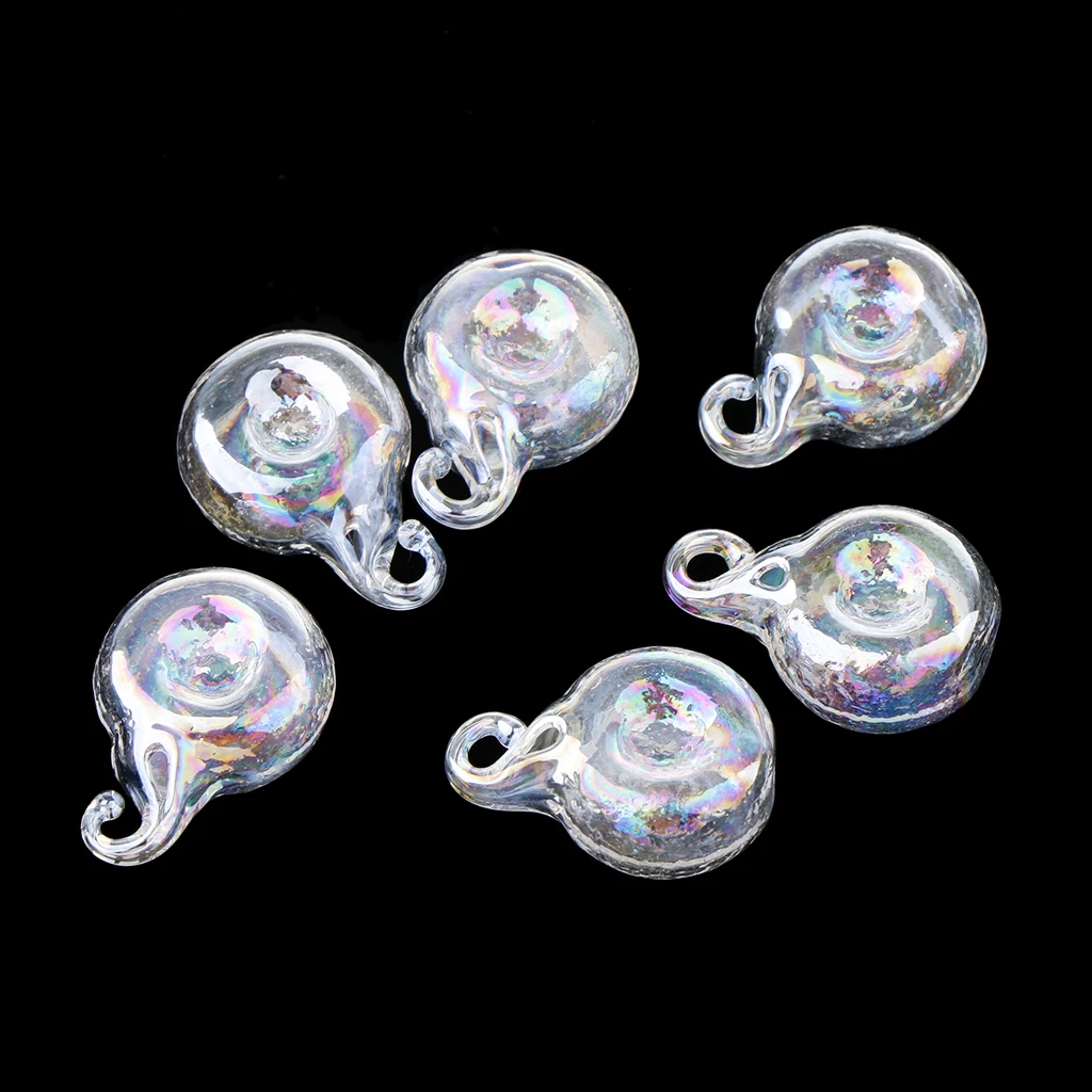 6 Pcs Mini Empty Small Wishing Bottles Rainbow Glass Bottle Charm Pendant for Necklace Earrings DIY Jewelry Making 