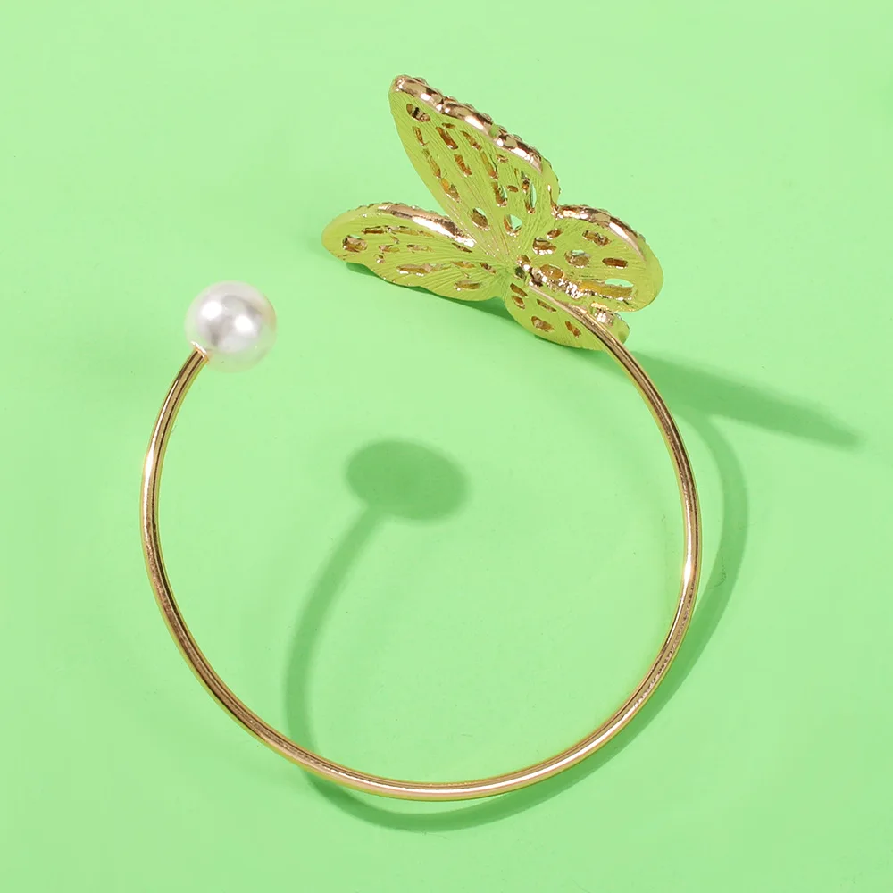 Дизайн модные перламутровые стразы браслеты с фигуркой бабочки браслеты для женщин золотого цвета дамские Роскошные манжеты браслет ювелирные изделия