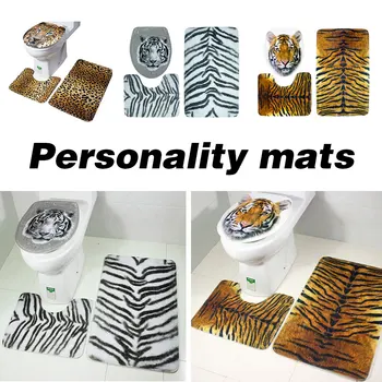 

Carpet Foot Mat Decor Home Supplies Animal Print 3Pcs/Set Non-Slip Durable Bathroom DIY Bath Accessories Toilet Rug Bath Mat