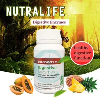 

Nutra Life Plant-sourced Digestive 60Caps Enzymes Natural Solution to Healthy Digestion Relief Indigestion Bloating Gas Fullness