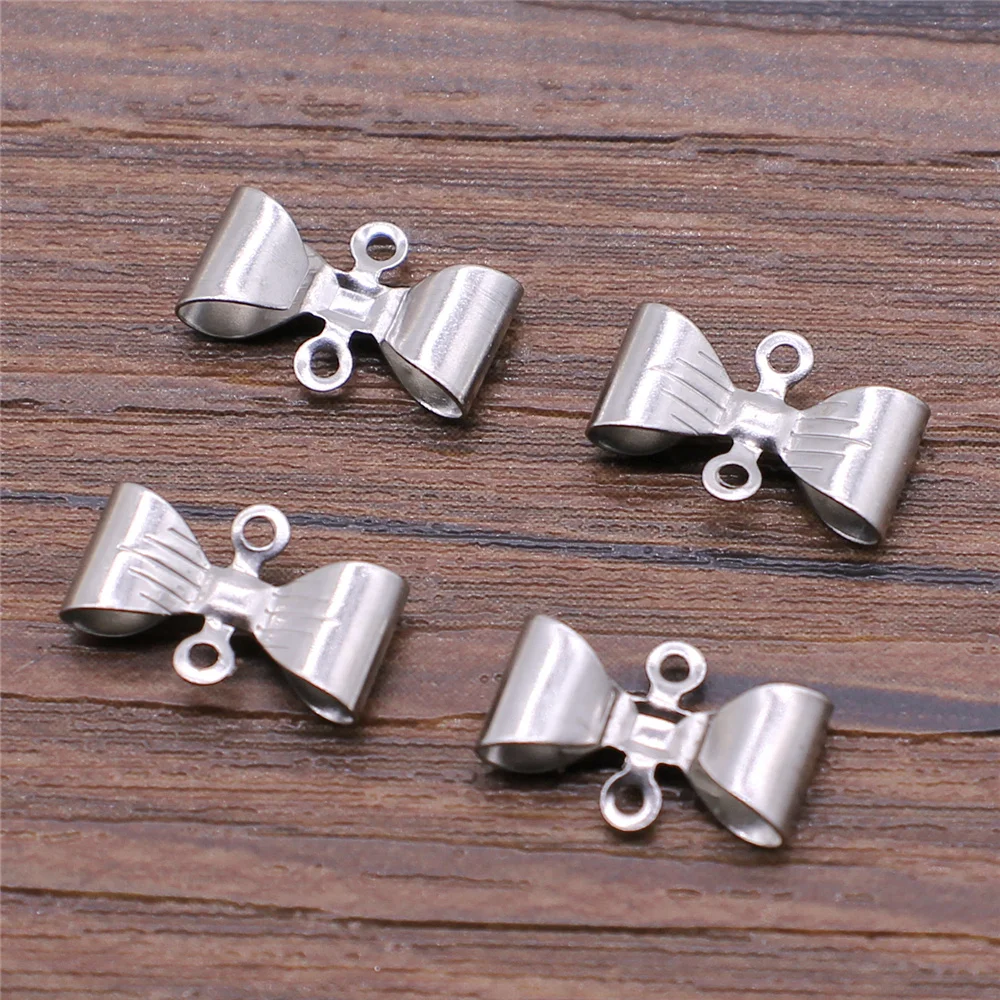 20 шт. крошечный лук соединитель для галстука подвески из нержавеющей стали 12x7 мм