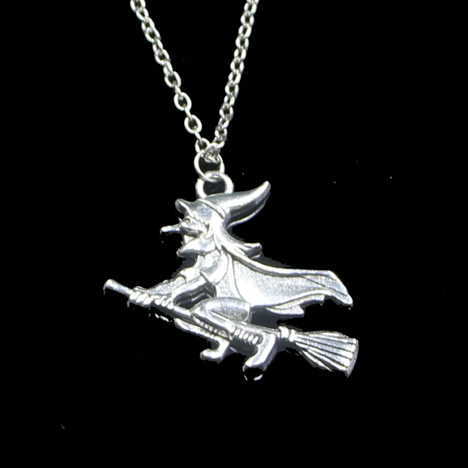 20pcs 36*34mm Witch On Broomstick Halloween Necklace Short Long DIY Handmade Pendant Women Men Fashion Jewelry Gift | Украшения и