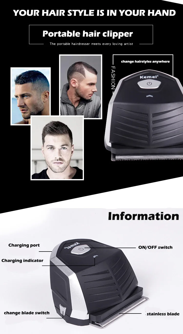 Kemei профессиональная машинка для стрижки для мужчин перезаряжаемый триммер для удаления волос стрижка машина для стрижки электрическая бритва для бороды