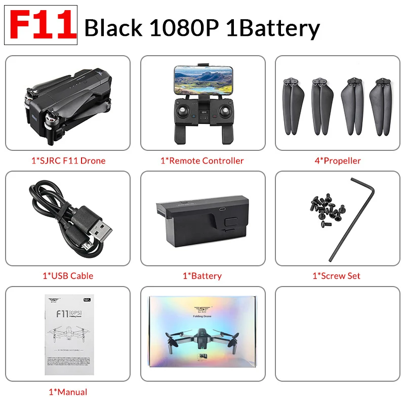 SJRC F11/F11 PRO gps 5G Wifi FPV с 2K широкоугольной камерой 28 минут время полета бесщеточный складной Радиоуправляемый Дрон Квадрокоптер RTF Дрон - Цвет: F11 1080P 5G 1B