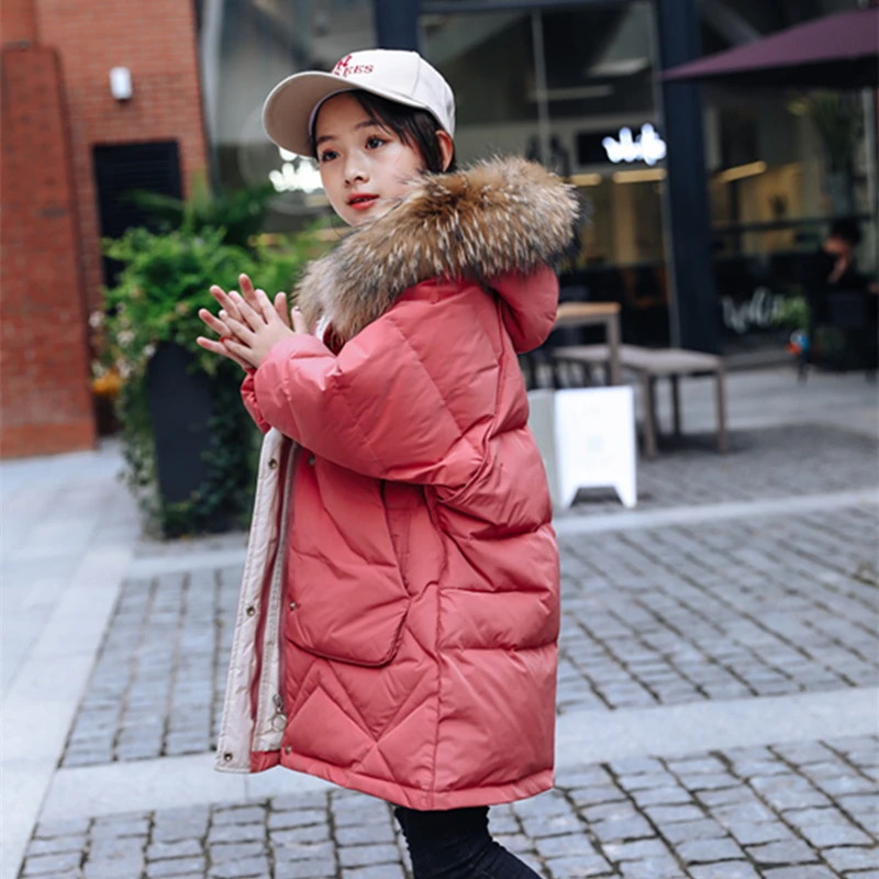 2019 брендовая модная куртка пуховик для девочек Теплые детские пуховики пальто с