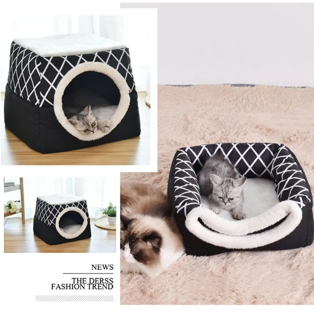 

4Pcs/set Removable And Washable Pet House Villa Tent Blanket House Semi-enclosed Cat Dog Warm Winter Bed Shelter