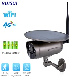 Caméra de Surveillance extérieure solaire Wifi 4g, Vision nocturne, détection de mouvement IR, carte Sim, énergie solaire 