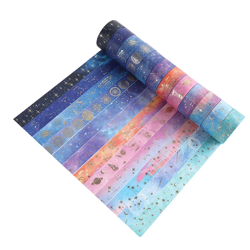 12pcs Starry Night Washi Tape Set 15mm*2m Galaxy Constellation Moon Star Adhesive Masking Tapes Home Stickers Decoration A6033 2