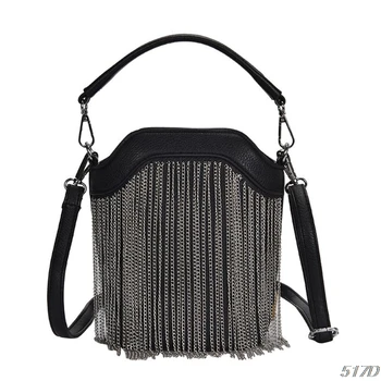 

Women Leather Bucket Handbag Lady Crossbody Shoulder Bag Tassel Tote Satchel 517D