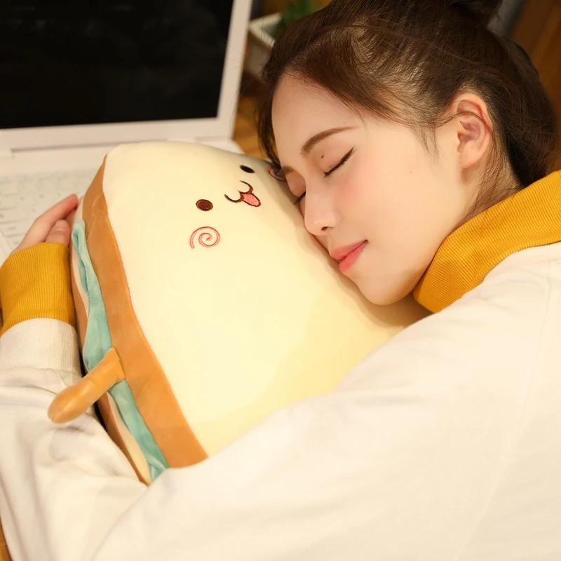 Simulation Food Sandwich Cake Plush Toy Cute Bread Stuffed Doll Soft Nap Sleep Pillow Sofa Bed Cushion Creative Birthday Gift 4