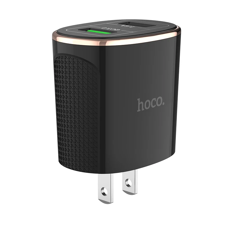 HOCO C60 быстрое 18 Вт QC 3,0 USB зарядное устройство для iPhone 11 Xs Xr Великобритания США ЕС вилка настенное зарядное устройство адаптер для samsung Xiaomi huawei - Тип штекера: black US Plug