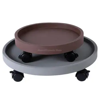 

26cm Plastic Round Flower Pot Tray with Universal Wheel Flower Pot Waterproof Base Brakeable Home Balcony bearing 100kg