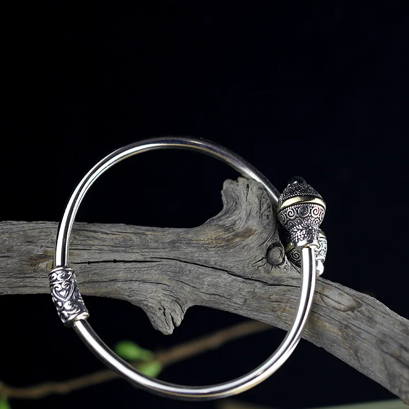 KJJEAXCMY The new low-cost product silver incoming interleaved beautiful models female models S999 Sterling Silver Bangle