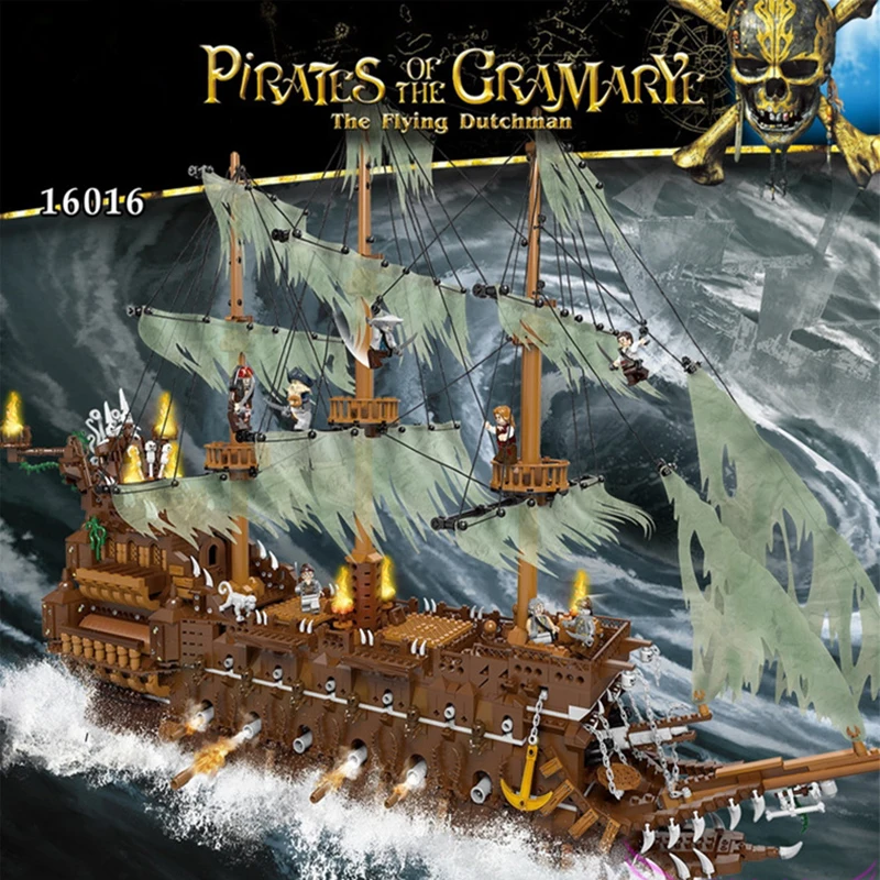 

16016 Flying Dutchman Netherlands Ship Set Creator MOC Pirates of the Caribbean boat Building Blocks Bricks Model Boat toys