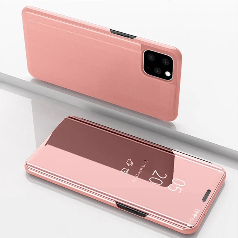 Rose Gold Зеркало Filp Кожаный чехол для Apple iphone 11 iphone 11 Смарт зеркало Книга чехол для iphone 11 pro max Роскошный чехол для телефона оболочка Капа - Цвет: Rose Gold