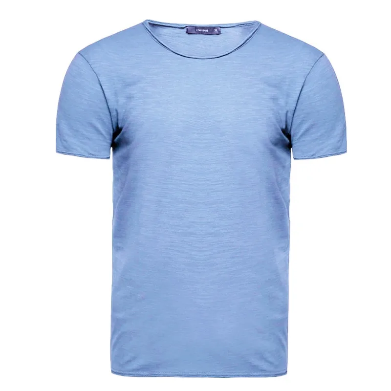 4 Pcs sky blue Модные GustOmerD футболки из 4 предметов, мужские брендовые качественные футболки из 111% хлопка, мужские повседневные облегающие футболки с круглым вырезом, 9 цветов - Цвет: 4 Pcs sky blue