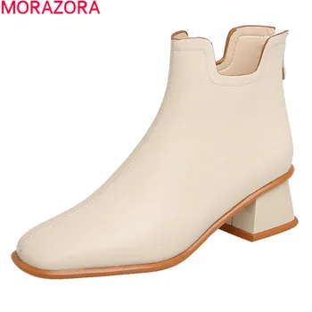 

MORAZORA 2020 New arrival fashion ankle boots thick heels square toe ladies shoes autumn winter mixed colors women boots