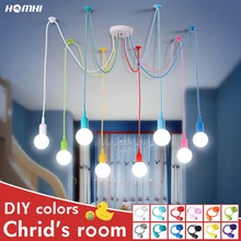 Люстра детская потолочная Скандинавская детская декоративная цветная e27 Современная подвесная потолочная лампа силиконовая светодиодная люстра Паук гостиная