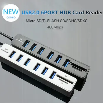 

8-Port Splitter Tf/Sd Card Reader Computer Hub Expansion High-Speed Chip Readable High-Speed High-Capacity Memory Card