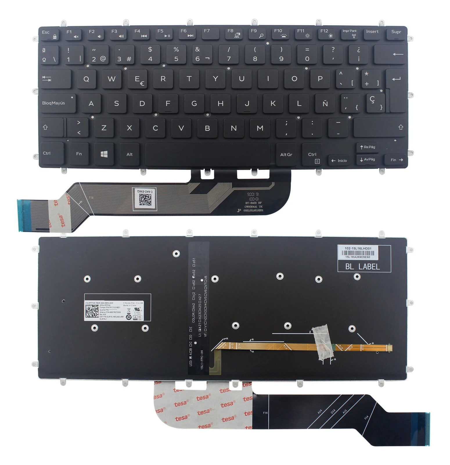 

New for Dell Inspiron 13 3379 5368 5378 2-in-1 SP Spanish Backlit Keyboard