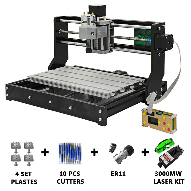 CNC 3018 Pro GRBL Diy мини лазерный станок с автономным контроллером 3 оси pcb фрезерный лазерный машинный деревянный роутер лазерная гравировка - Color: 3W laser