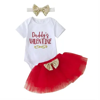 

0-24M Valentine's Day Newborn Baby Kid Girls Clothes set Body Tops Romper Tutu Skirt Dress set Elegant Cute Princess Outfits