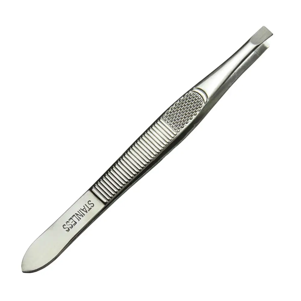 

1PC Professional Stainless Eyebrow Clip Face Nose Hair Remover Tweezer Positive Mouth Light Non-slip Pattern Eye Brow Clip