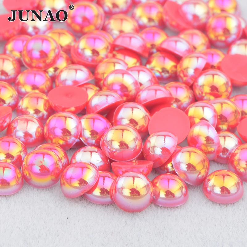 JUNAO 10mm Purple AB Rivoli Rhinestone Applique Flat Back Acrylic Gems  Round Crystal Stones Non Hotfix Strass for Clothes Crafts