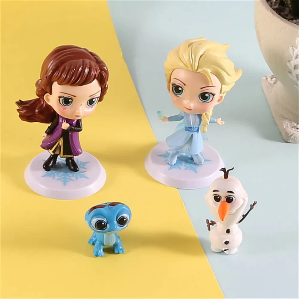 4pcs/set Disney Anime Figures Frozen II Elsa Anna Olaf Bruni Cute Toys Set Action Figma Brinquedos Juguetes Model Doll Xmas Gift