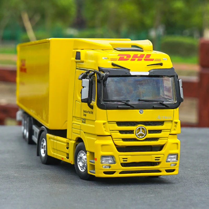 Оригинальный авторизованный подлинный 1:50 DHL логистический желтый грузовик