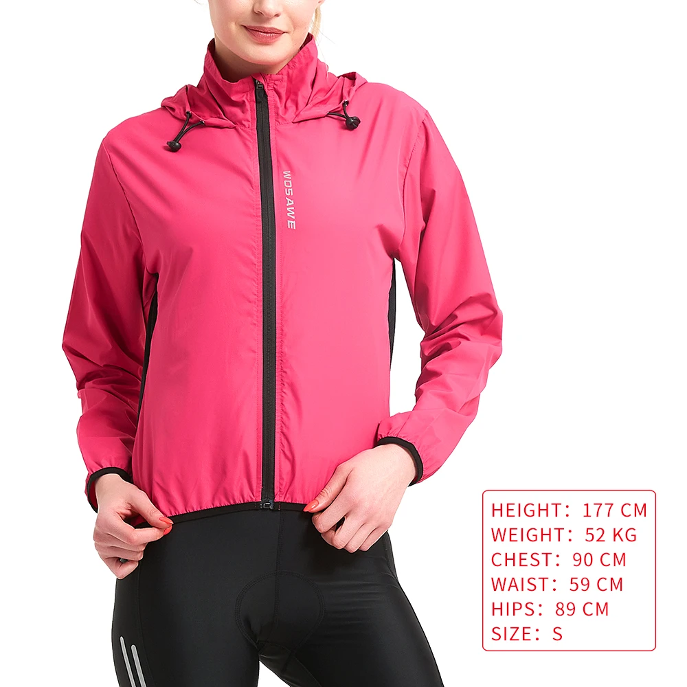 WOSAWE Women's Cycling Jacket Hooded Bike Wind Coat Water Repellent Bicycle Windbreaker Reflective Running Riding Hiking Vest
