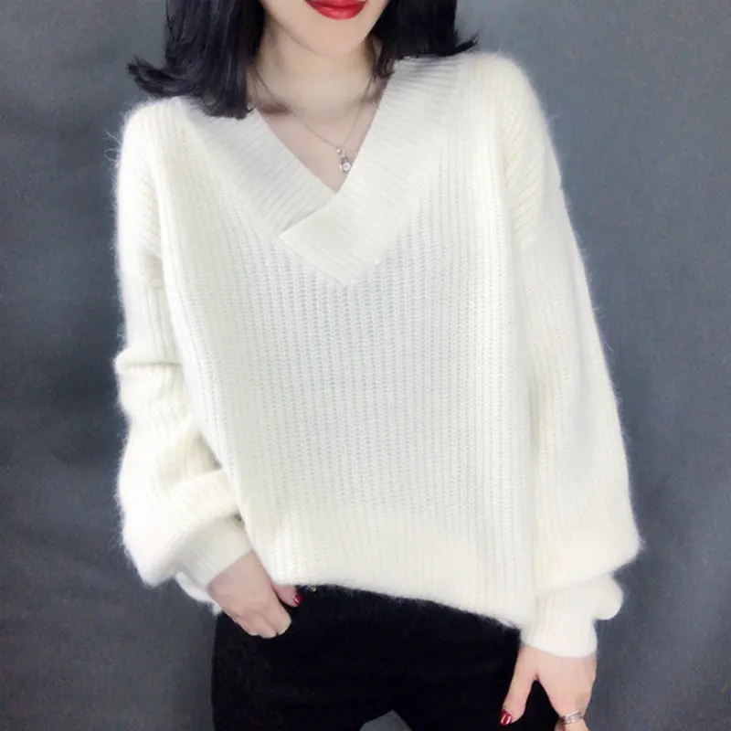 JoinYouth V Neck Solid Women Sweaters 2020 Autumn Korean Fashion Pullovers Winter Clothes Loose Warm Sueter Mujer Outwear J224