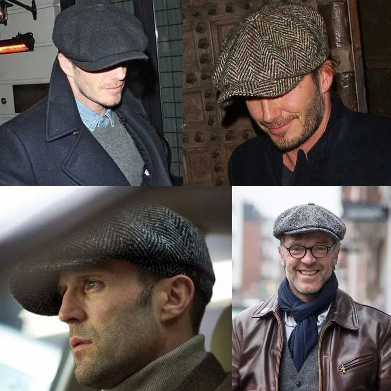 Newsboy  Beret Baker Boy  Mens Hat  Fashion Warm Elastic Flat Cap Mens Gatsby Hat mens leather beret hats