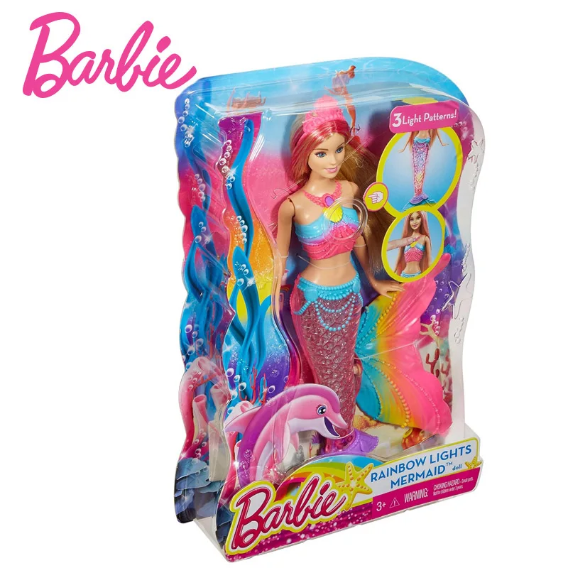 Бренд Барби, радужные огни, кукла Русалочка, кукла Русалочка, подарок на день рождения для девочки, игрушки в подарок, Boneca - Цвет: DHC40
