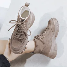 Женские зимние ботинки зимние теплые ботильоны на квадратном каблуке с плюшевой стелькой повседневная женская обувь из флока на шнуровке zapatos de mujer Z11-02