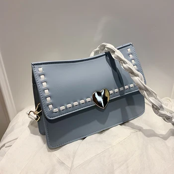 

Contrast color Crossbody bag 2020 New High-quality Leather Women's Designer Handbag Weave Shoulder strap Shoulder Messenger Bag