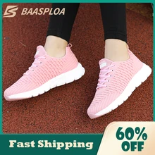 Baasploa 2021 Women's Sneaker Absorption Lace up Shoes Non-Slip Wear-Resistant Soft Runing Shoes Size 35-39 Walking Sneakers