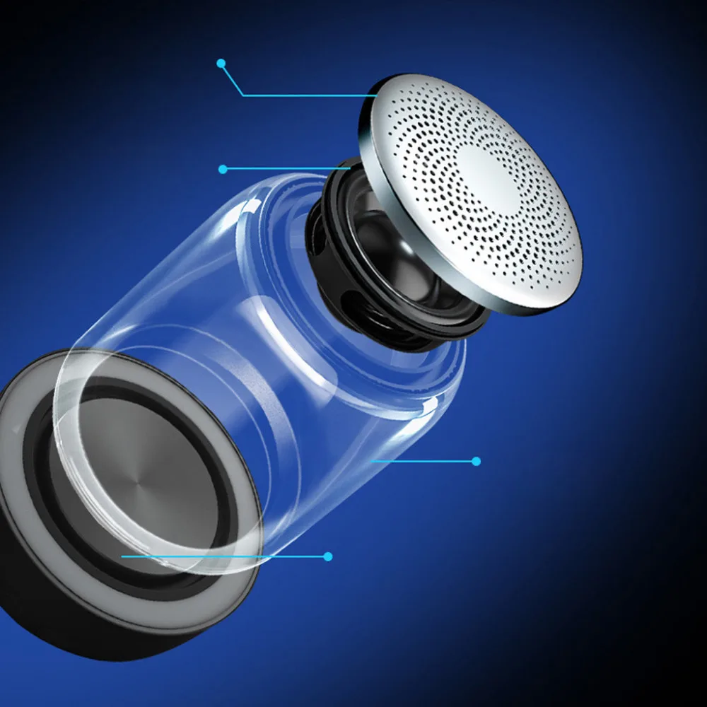 Portable Wireless Transparent RGB LED Blueteeth Speakers HD HiFi Powerful Sound WMic Hands Free Home Outdoor Speaker 40AUG6 (4)