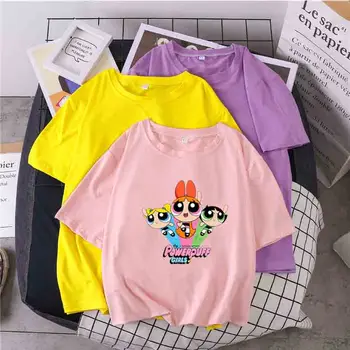 

new Kawaii Buttercup Power puff girls t-shirt Harajuku women hip-hop ulzzang korean style Cartoon print t-shirts Summer S-4XL