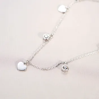 

100% 925 Sterling Silver Cubic Zirconia Heart Choker Necklace For Women Personality Lady Clavicle Chain Fashion Jewelry 925-302