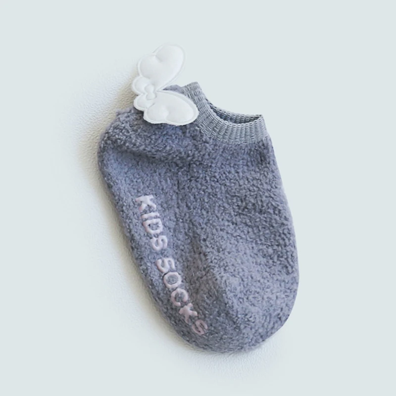 Удобные детские носки-тапочки милые Нескользящие Эластичные Носки с рисунком для маленьких мальчиков и девочек обувь для новорожденных от 1 до 3 лет - Цвет: Gray