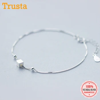 

Trusta 100% 925 Sterling Silver Fashion Women Jewelry Wire Drawing Square Bracelet 18cm For Gift Girls Lady DS153 Free Shipping