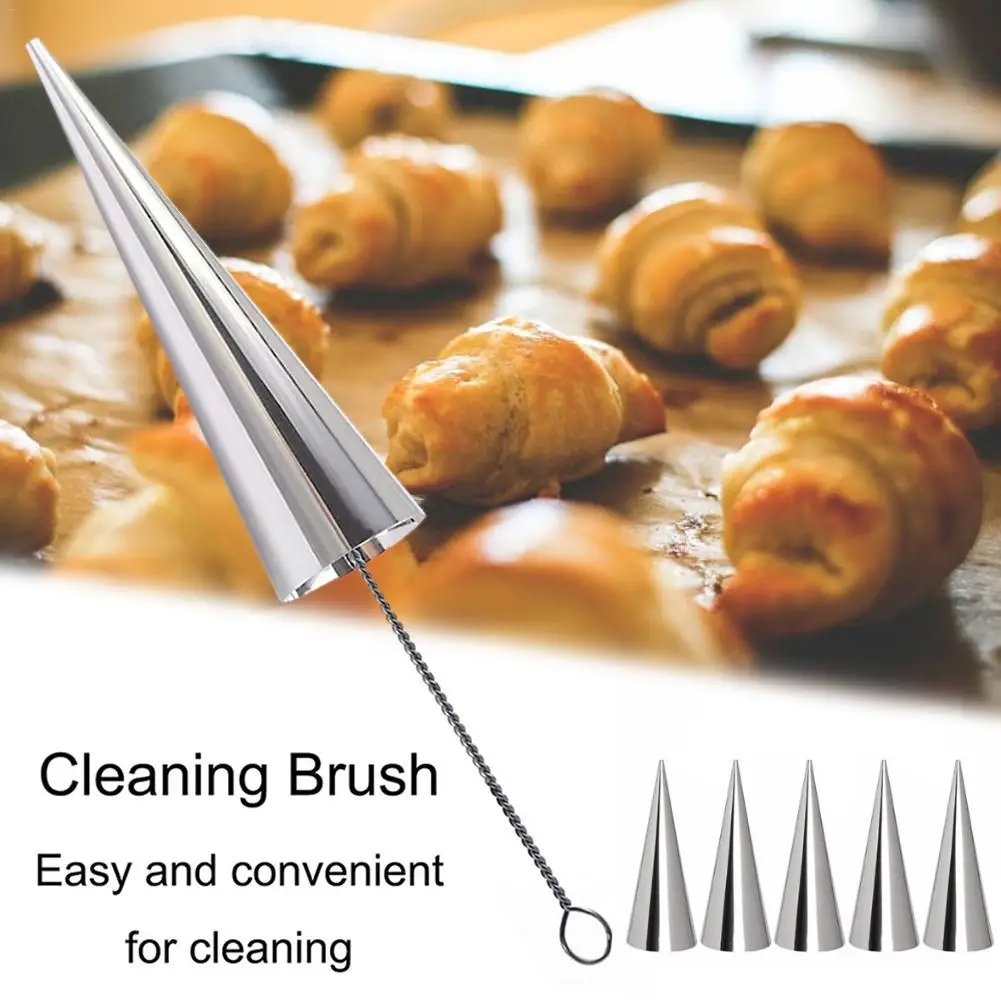New Stainless Steel Pastry Cream Trumpet Conical Beveler Croissant Tool Spiral Tubes Horn Bread Pastry Making Cake Mold Baking
