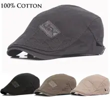 Мужская классическая ковбойская хлопковая кепка Плюща с плоским козырьком Регулируемая Кепка берета