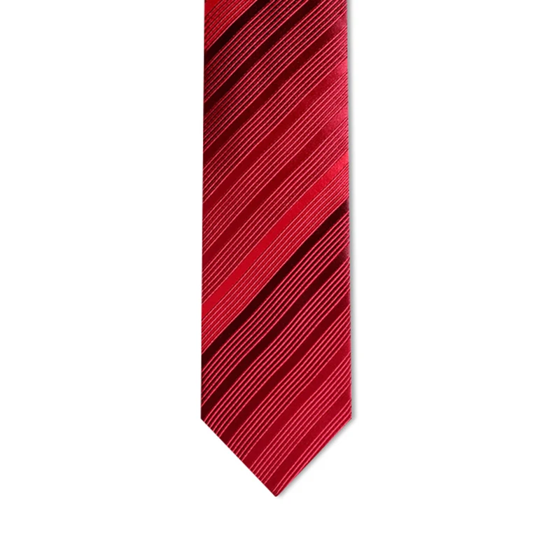 

High Quality Luxury 7CM Striped Tie For Men Designer Brand Wedding Business Suit Banquet Polyester Necktie With Gift（Red）