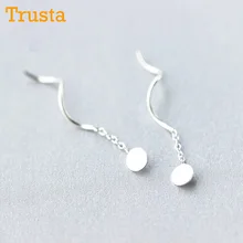 Trusta, модные, хит, 925 пробы, серебряные серьги-гвоздики, маленькие, Круглые, 4,2 см, связанные, висячие серьги, подарок для девочек, друзей, DS43