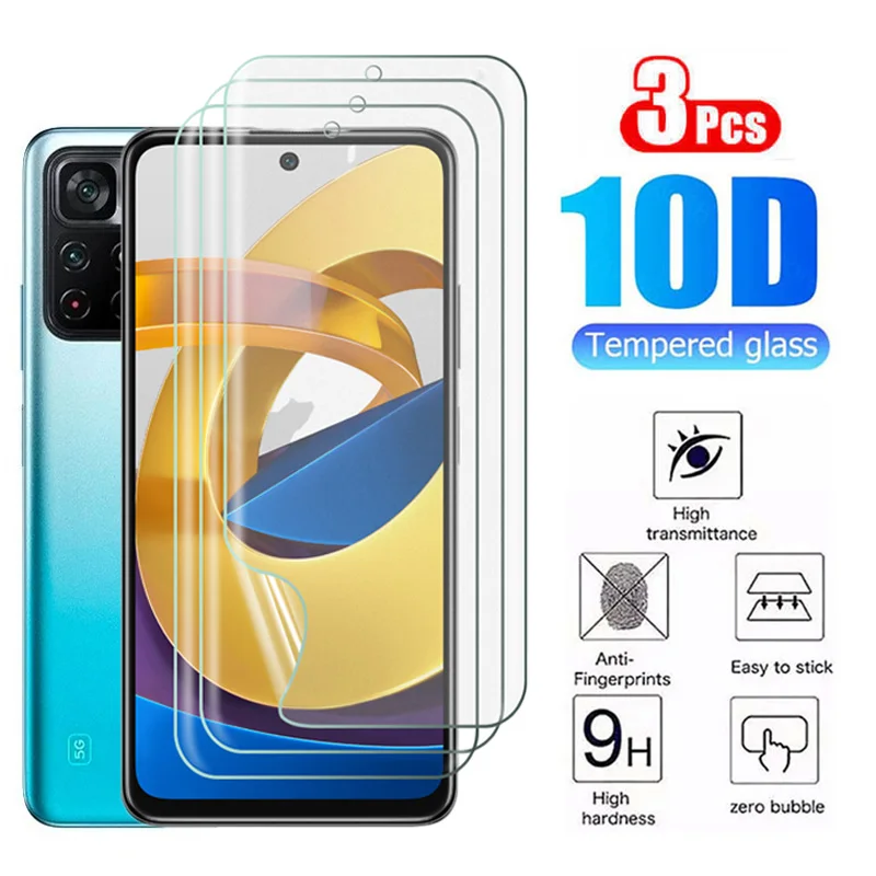 

3Pcs 3D Poco M4 Pro Glass For Xiaomi Pocophone X3 NFC F3 M3 M4 Pro Screen Protector On Pocom4 Pro Protective Glass Hydrogel Film